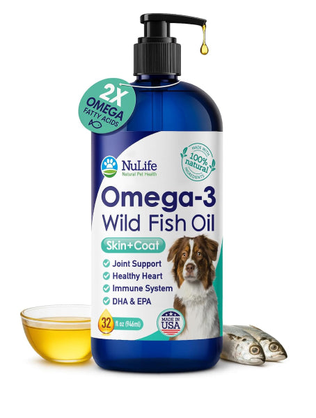 Wild Omega 3 Fish Oil for Dogs Liquid – High Quality Fish Oil 32oz Pump