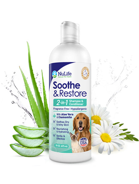 2 in 1 Dog Shampoo and Conditioner With Soothing Aloe Vera & Chamomile, Sensitive Skin, Fragrance Free, Hypoallergenic F