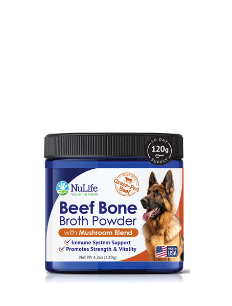 Grass-Fed Beef Bone Broth Powder for Dogs  With Mushrooms - 4.2oz