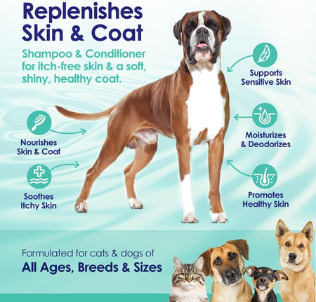 2-in-1 Shampoo & Conditioner, Soothing Aloe Vera & Chamomile - 16oz - NuLife Natural Pet Health