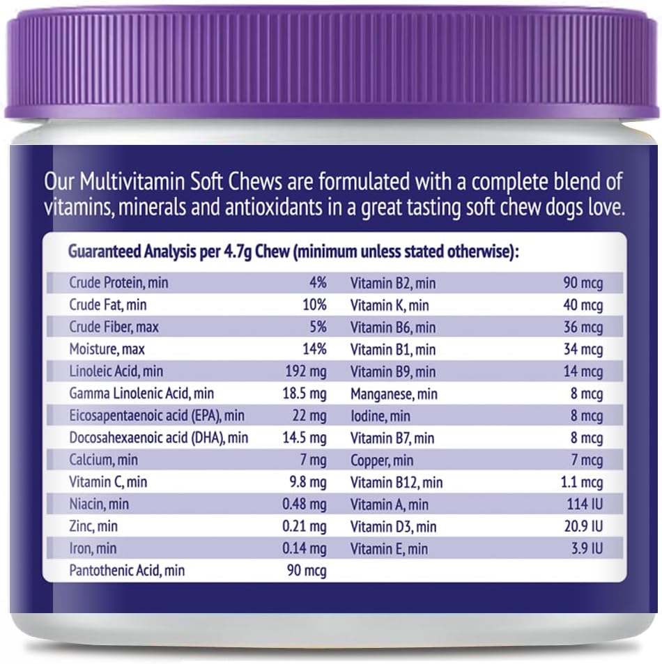 22-in-1 Dog Multivitamin Supplement - Beef Flavour - 60 Chews - NuLife Natural Pet Health