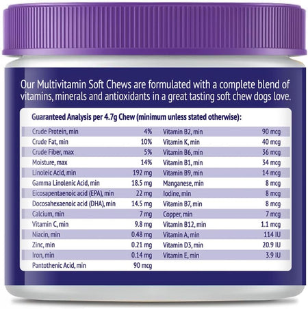 22-in-1 Dog Multivitamin Supplement - Beef Flavour - 60 Chews - NuLife Natural Pet Health