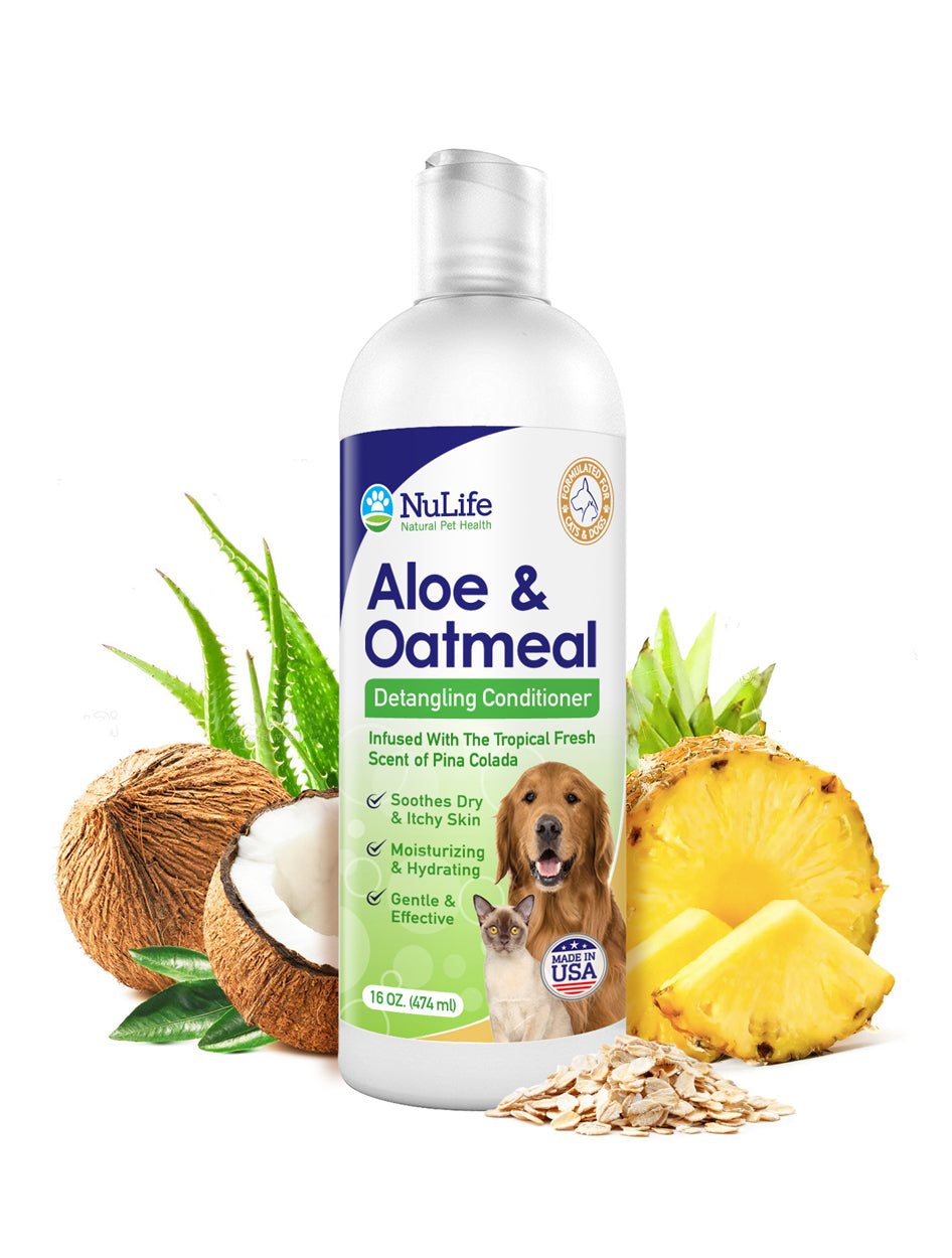 Aloe & Oatmeal Shampoo & Conditioner Bundle - Pina Colada - 16oz - NuLife Natural Pet Health
