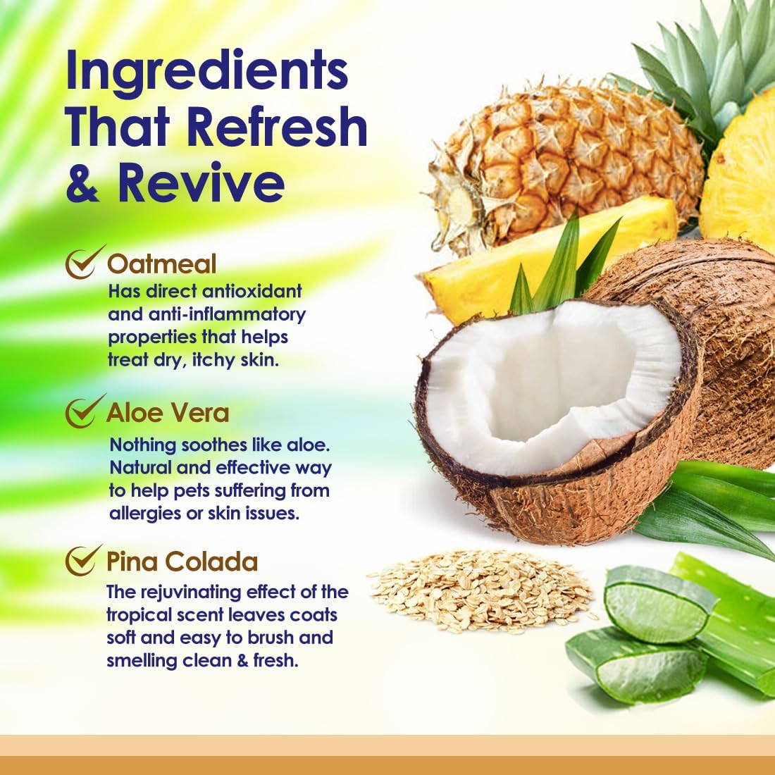 Oatmeal And Aloe Shampoo For Dogs - Pina Colada - 16oz - NuLife Natural Pet Health