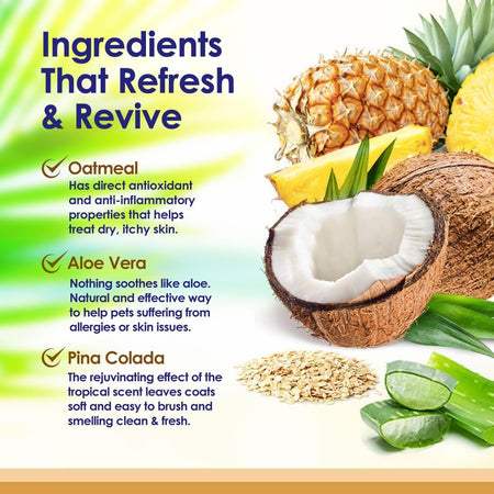 Oatmeal And Aloe Shampoo For Dogs - Pina Colada - 16oz - NuLife Natural Pet Health