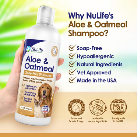 Oatmeal And Aloe Shampoo For Dogs - Pina Colada - 16oz - NuLife Natural Pet Health