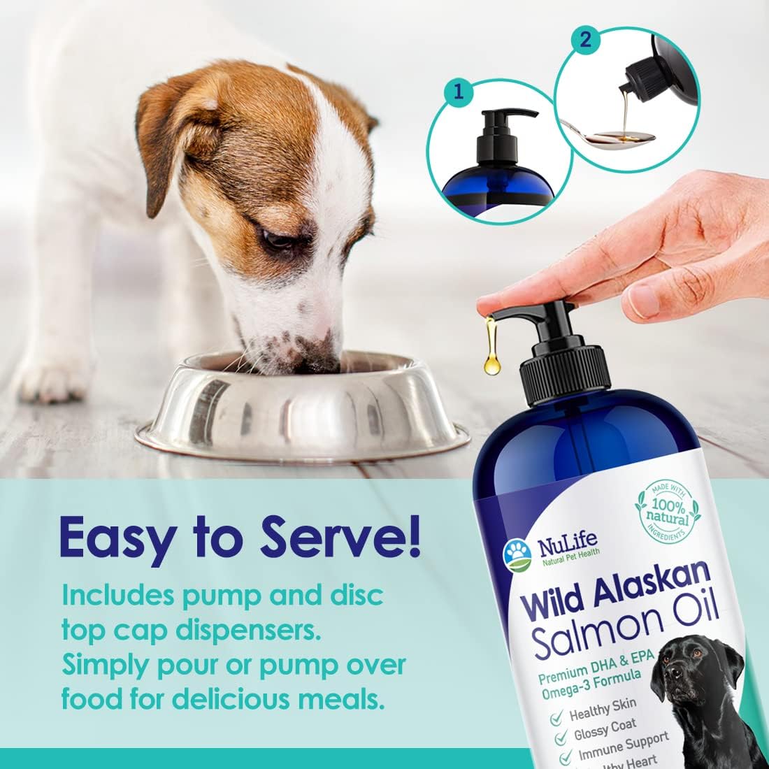 Wild Alaskan Fish Oil for Dogs Liquid - Pure Salmon Oil For Dogs - 32 oz - NuLife Natural Pet Health
