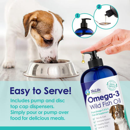 Wild Omega 3 Fish Oil for Dogs Liquid - 12oz - NuLife Natural Pet Health